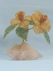 Zwei Rosen (± 12 cm) mit Rosenquarz